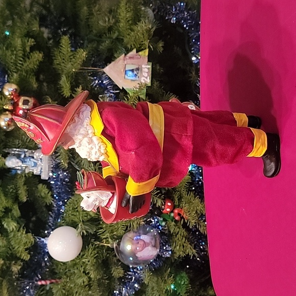 Merry Bright Christmas Santa Fireman with Dalmatian Dog Santa Claus Fire Fighter - Picture 7 of 7